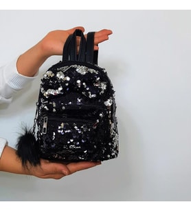 Fiyra crn Siyah Pullu Kız Çocuk Sırt Çantası (16cmx20cmx10cm)