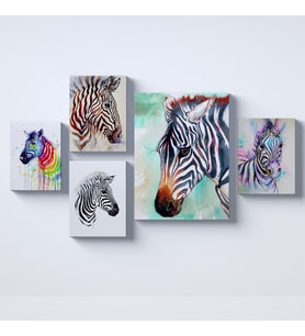 Zebra Kolaj Parçalı Kanvas Tablo