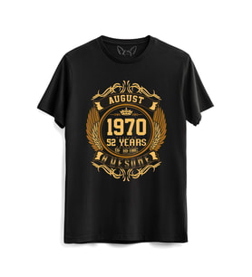 Vintage Gold Awesome Series August 1970 Siyah Tshirt