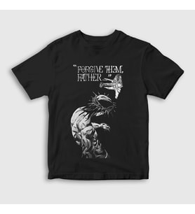 Presmono Unisex Çocuk Siyah Forgive Them Father Jesus Jojo T-Shirt 531971tt