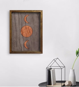BK Home Ay Tasarımlı Doğal Masif Ahşap Çerçeveli Tablo 45x65cm-1