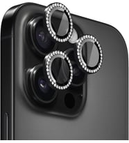 Apple iPhone 16 Pro Tekli Diamond Taşlı Kamera Koruma Camı Siyah [iPhone 16 Pro ile Uyumlu Kamera Koruyucu Film - Siyah]