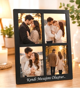 Kişiye Özel Premium Masaüstü 4 Fotoğraflı Ahşap Mdf Resimli Kolaj Çerçeve