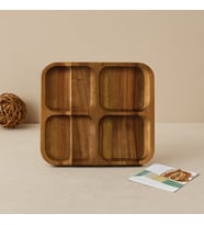 Northcity Akasya Ahşap 4 Bölmeli Kare Servis Tepsisi 20x20x1.4 cm