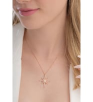 Kadın Rose Renk Kutup Yıldızı Model 2 Gümüş Kolye