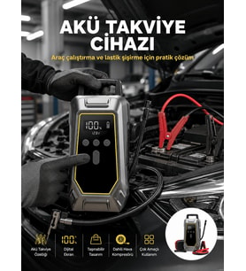 Araç Kullanıcıları İçin Çok Fonksiyonlu Akü Takviye Cihazı