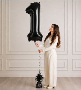 1 Rakamlı Siyah 100 cm Helyum Balon – Folyo Dev Parti Balonu
