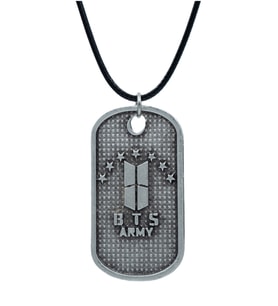 BTS Army Künye Deri ip Kolye - Gümüş Kaplama - Kadın Erkek Kolye - No:907