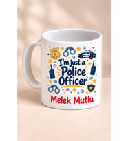 Kişiye Özel Polis Temalı Baskılı Beyaz Kupa - Polise Hediye Bardak Fincan Mug