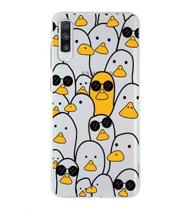 Samsung Galaxy A70s  Uyumlu Kapak Duck Tasarımlı Şeffaf Silikon Kılıf