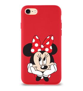 Apple iPhone SE 2022  Lansman Kılıf Minnie Mouse Tasarımlı Altı Kapalı İçi Kadife Kaplı  Kapak (Şeffaf)