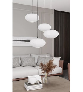 Mylights Mat Opal Beyaz 4’lü Sarkıt Avize Elips Cam Modern Salon Avize Masaüstü E27 Led Uyumlu