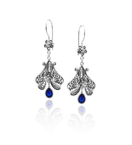 Safir Taşlı Yöresel Model Oksitli Telkari Gümüş Küpe 201020606