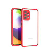 Samsung Galaxy A52 Kılıf Kenar Renkli Sararmaz Şeffaf Kapak (Kırmızı)