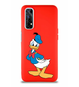 Realme 7 Soft Premier Kapak Donald Duck-D Tasarımlı Silikon Kılıf - Kırmızı (Şeffaf)