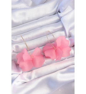 Pirinç Pembe Renkli Flora Küpe