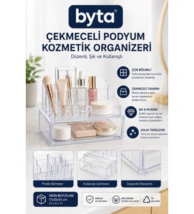 Şeffaf Çekmeceli Çok Bölmeli Akrilik Makyaj ve Kozmetik Organizeri
