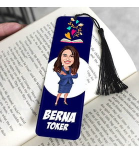 İş Kadını Karikatürlü Püsküllü Kitap Ayracı