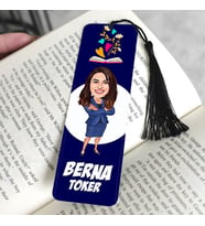 İş Kadını Karikatürlü Püsküllü Kitap Ayracı