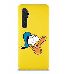 Xiaomi Mi Note 10 Lite Soft Premier Kapak Donald Duck-E Tasarımlı Silikon Kılıf - Sarı (Şeffaf)