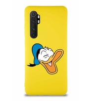 Xiaomi Mi Note 10 Lite Soft Premier Kapak Donald Duck-E Tasarımlı Silikon Kılıf - Sarı (Şeffaf)