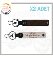 Pudra-K Kahve, Motosiklete Özel, İsim Plaka ve B Rh (-) Kan Grubu Yazılı Acil Durum Anahtarlığı 2li