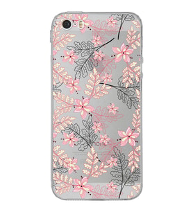 Apple iPhone 5SEKamera Korumalı Tıpalı Kapak Floral Kırmızı Tasarımlı Şeffaf Kılıf