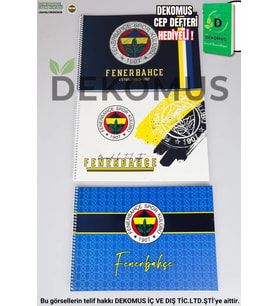 "DEKOMUS CEP DEFTERİ HEDİYELİ" YENİ SEZON LİSANSLI FENERBAHÇE TEKLİ RESİM DEFTERİ 17*24 CM 15 YAPRAK (Krem)