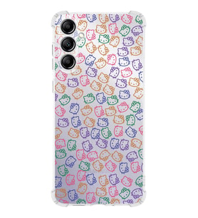 Samsung Galaxy A14 Uyumlu Köşe Korumalı Antişok Kapak Hello Kitty Tasarımlı Şeffaf Silikon Kılıf