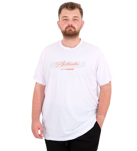 Mode XL Büyük Beden Erkek T-Shirt Bisiklet Yaka ORIGINALS U25038 Beyaz