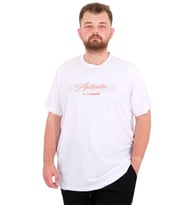 Mode XL Büyük Beden Erkek T-Shirt Bisiklet Yaka ORIGINALS U25038 Beyaz