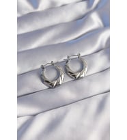 316L Çelik Gümüş Renk Kıvrımlı Görünüm Geometrik Model Küpe 5886 - SSSSSS5779-4092