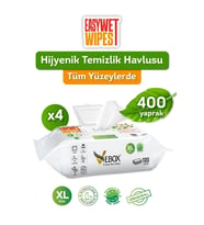 Vebox Easy Wet Wipes Yüzey Temizleme Havlusu 4x100 400 Yaprak