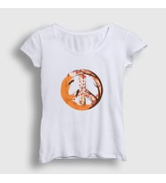 Presmono Kadın Beyaz Peace Fox Tilki T-Shirt 368099tt