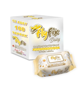 FLYFİX DAISY PAPATYA KOKULU ISLAK HAVLU 100 ADET X 12 PAKET