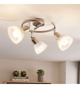 Rsylight 3 Lü inox  180 Derece Hareketli Beyaz Camlı Modern Dekoratif Avize