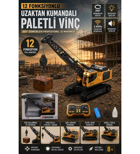 12 Fonksiyonlu Uzaktan Kumandalı Paletli Vinç 360° Dönebilen Profesyonel İnşaat İş Makinesi