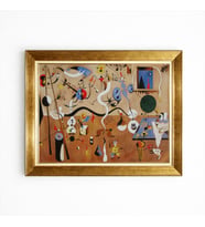 Tablore Joan Miro Tarzı Sürrealist Soyut Sanat Altın Çerçeveli Kanvas Tablo Modern Salon