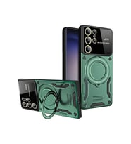 Durukar® Samsung Galaxy S25 Ultra Kılıf Joy Lens Standlı Kapak - Koyu Yeşil