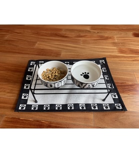 10000 Vintage Stoneware Köpek Maması Kasesi, 2 Bardak Kapasiteli, 13,5 cm Çaplı, 5 İnç Boyunda, Küçük ve Orta Ölçekli Köpekler ve Kediler için Harika, Gri