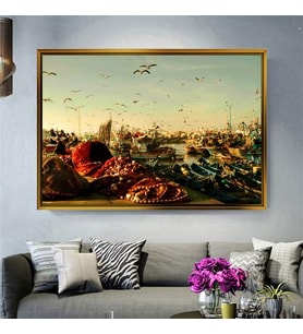 Altın Çerçeveli dekoratif tablo l1423 (Gold)