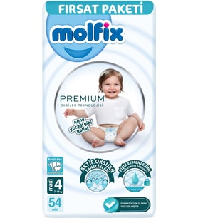 Molfix Premium Bebek Bezi Beden:4 (7-14KG) Maxi 54 Adet Fırsat Pk