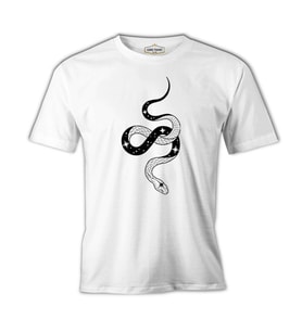 Yılan - Stars Track Beyaz Erkek Tshirt