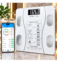 DİJİTAL Baskül Bluetooth Vücut Analizi -Dijital Akıllı Tartı-Yağ Ölçer Tartı Akıllı Android ve İos Uyumlu- SİYAH (Gri-Beyaz)