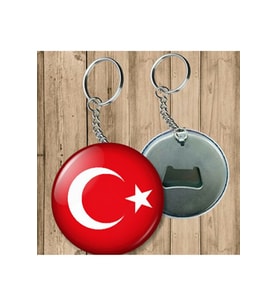 Türk Bayraklı Anahtarlık - Açacaklı Anahtarlık