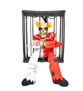 Hareketli Sesli Sensörlü Mahkum Joker İskelet Dekorasyon 22x27 Cm