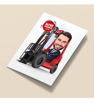 Kişiye Özel Forklift Kullanan Erkek Karikatürlü Tebrik Kartı