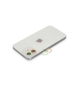 Newface Apple iPhone 12 Mini Renkli Kamera Lens Koruma Cam - Turuncu-Yeşil
