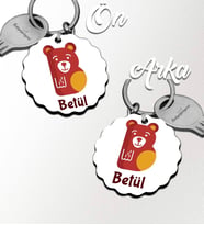 Kişiye Özel B Harfi Hayvanlar Tasarım HDF Dalgalı Anahtarlık (Beyaz)