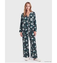LCW DREAM Yeşil V Yaka Çiçekli Kadın Pijama Takım